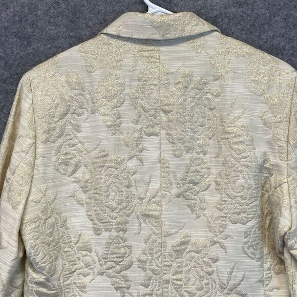 GEORGE Me Designs By Mark Eisen Blazer Women's Size 12 Cream Floral Metallic - Picture 9 of 13